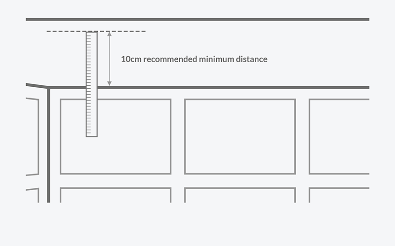 Image of measuring the height where the curtain pole is to be fitted