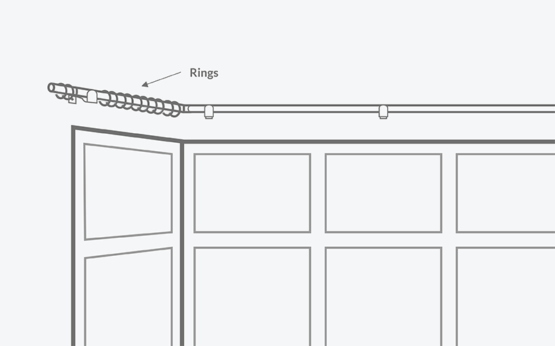 Image of adding rings to the curtain pole