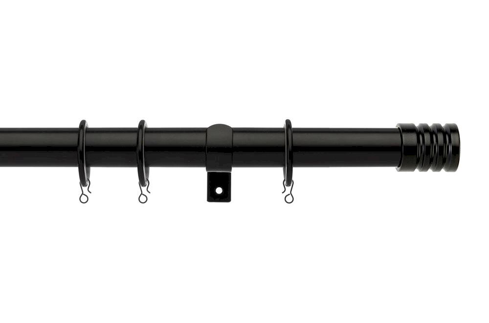 Universal 19mm Barrel Black Metal, Black Metal Curtain Pole Uk
