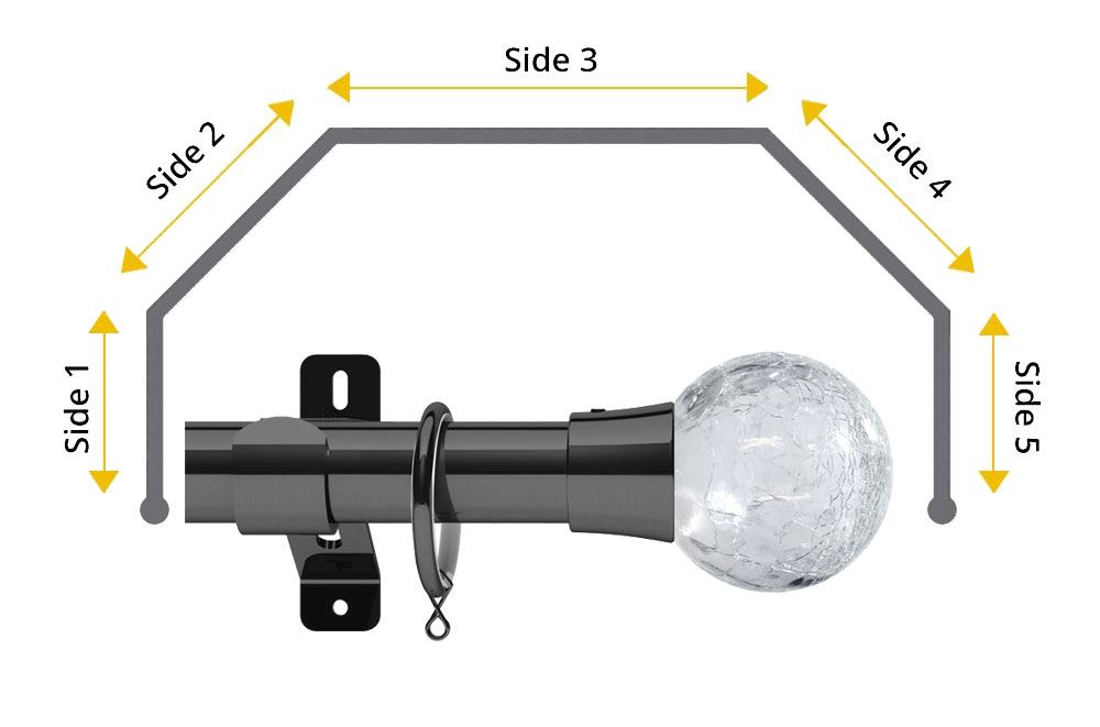 Swish 28mm Gossamer 5 Sided Bay Window Curtain Pole Graphite