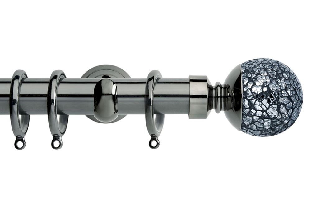 Rolls 28mm Neo Mosaic Ball Metal Curtain Pole Black Nickel