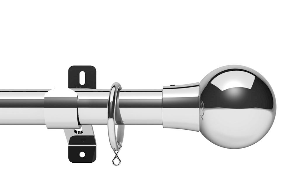 Swish 28mm Design Studio Mondiale Chrome Metal Curtain Pole