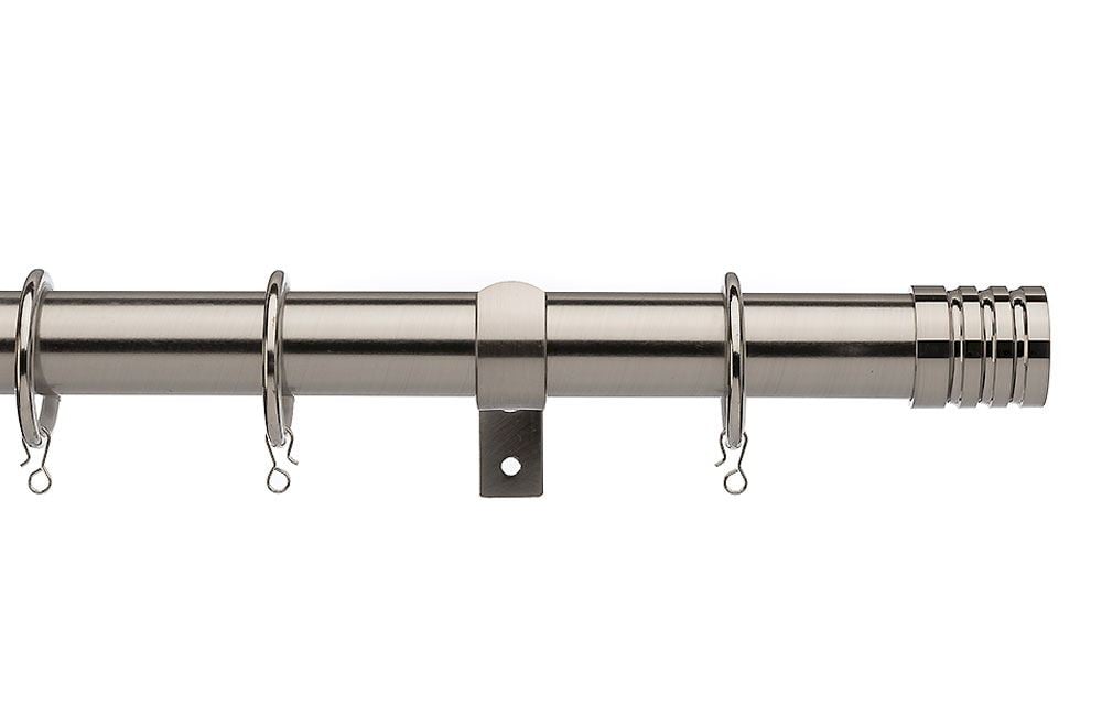 Chrome Extendable Metal Curtain Pole Rod Complete 28mm Diameter Large Finials 