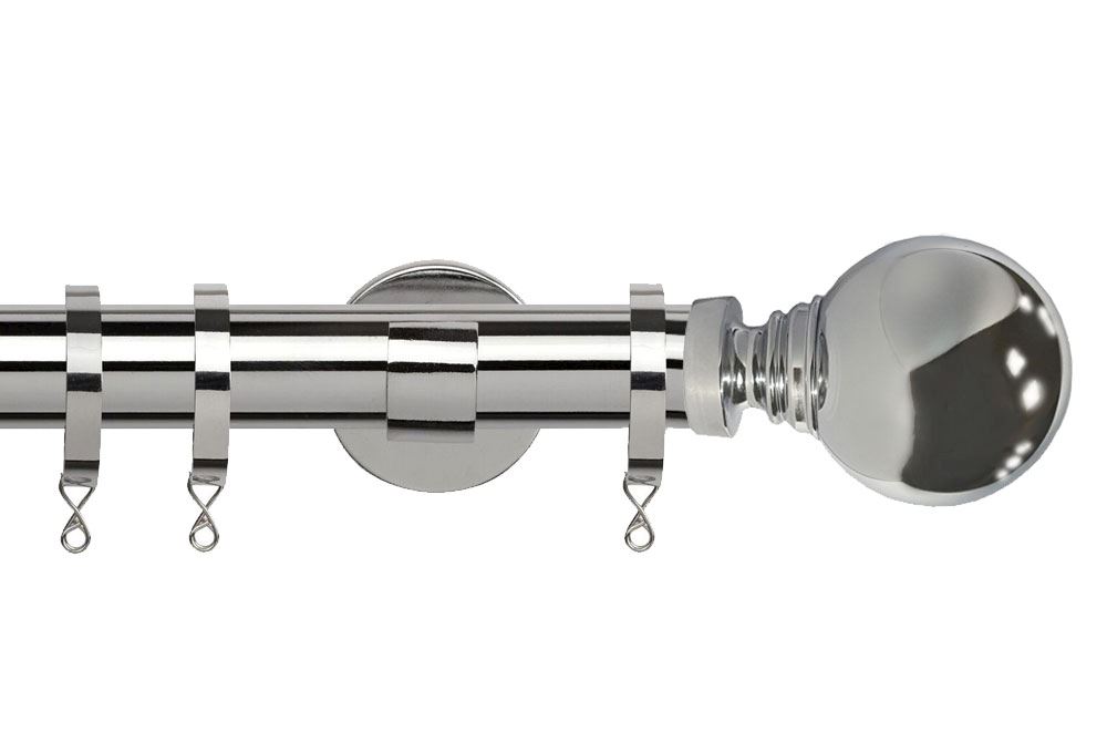 Speedy 35mm Globe Idc Curtain Pole Chrome