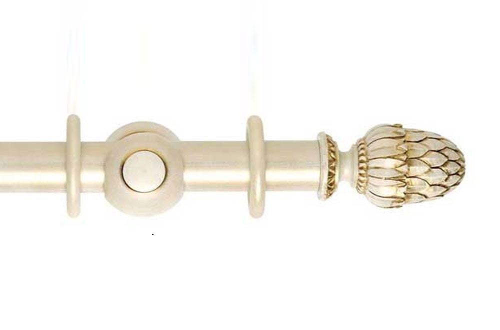 Hallis 35mm Museum Pantheon Wooden Curtain Pole Cream Gold Curtain Pole Cream Gold Undefined