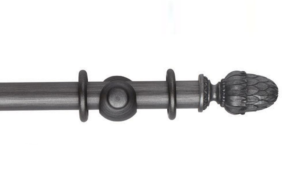 Hallis 35mm Museum Pantheon Wooden Curtain Pole Satin Pewter