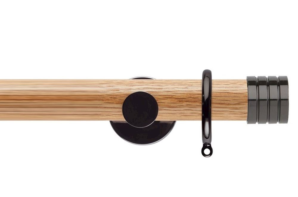 Rolls 35mm Neo Oak Stud Black Nickel Wooden Curtain Pole