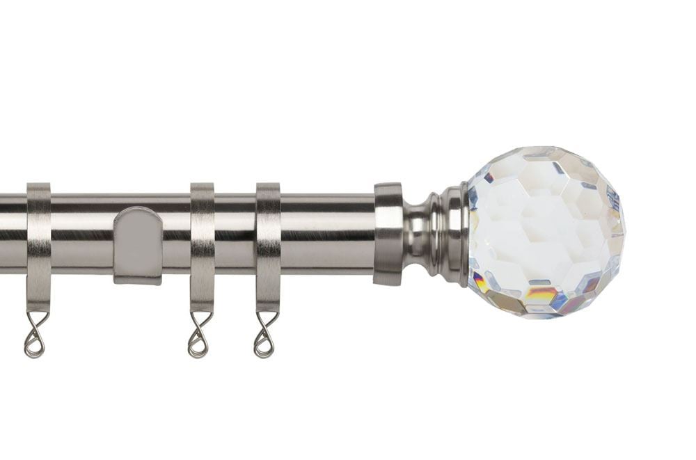 Speedy 35mm Acrylic Ball Curtain Pole Satin Silver