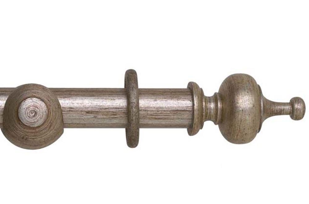 Hallis 45mm Museum Boudoir Wooden Curtain Pole Antique Silver