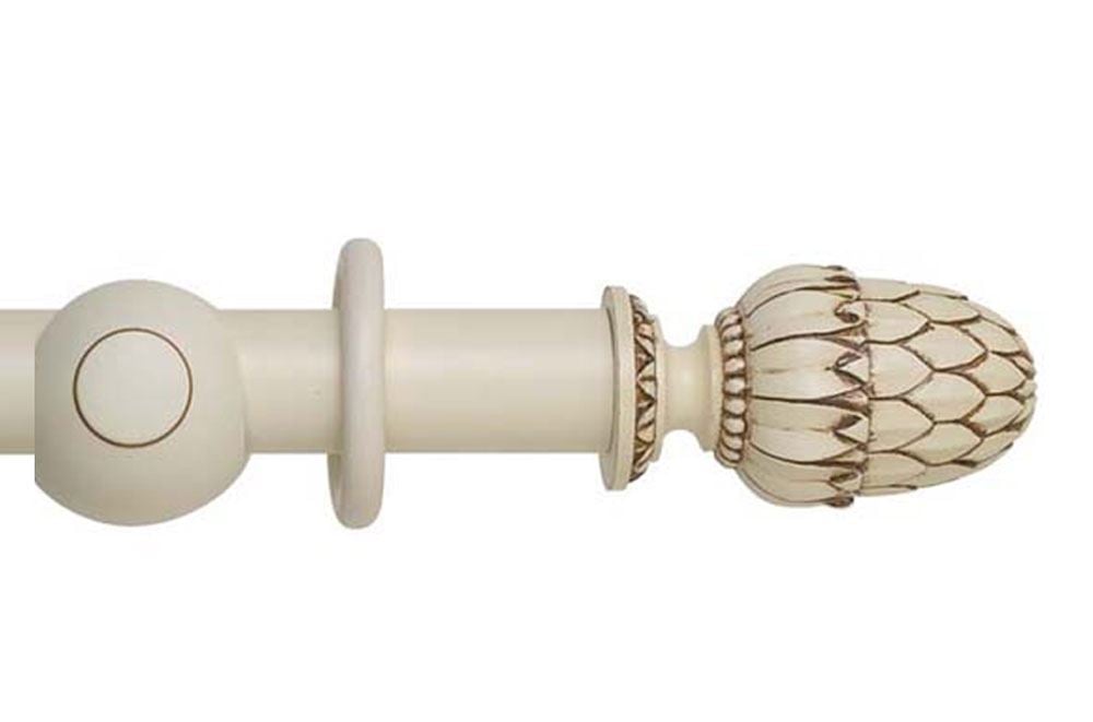 Hallis 45mm Museum Pantheon Wooden Curtain Pole Antique White