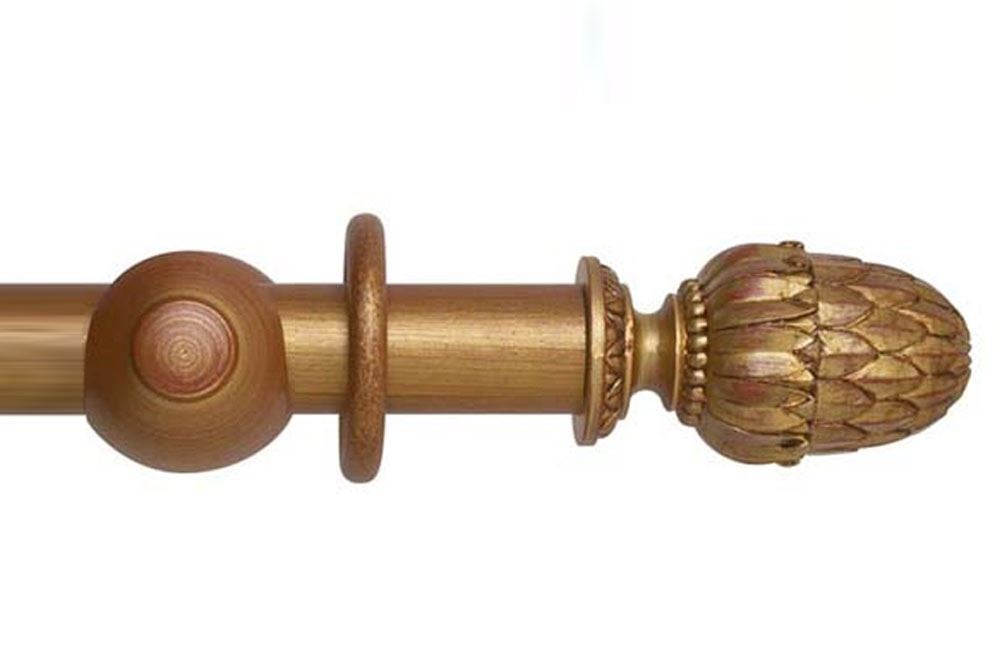 Rolls 45mm Museum Pantheon Wooden Curtain Pole Red Gold Rolls 45mm Museum Pantheon Wooden, Pineapple Curtain Pole