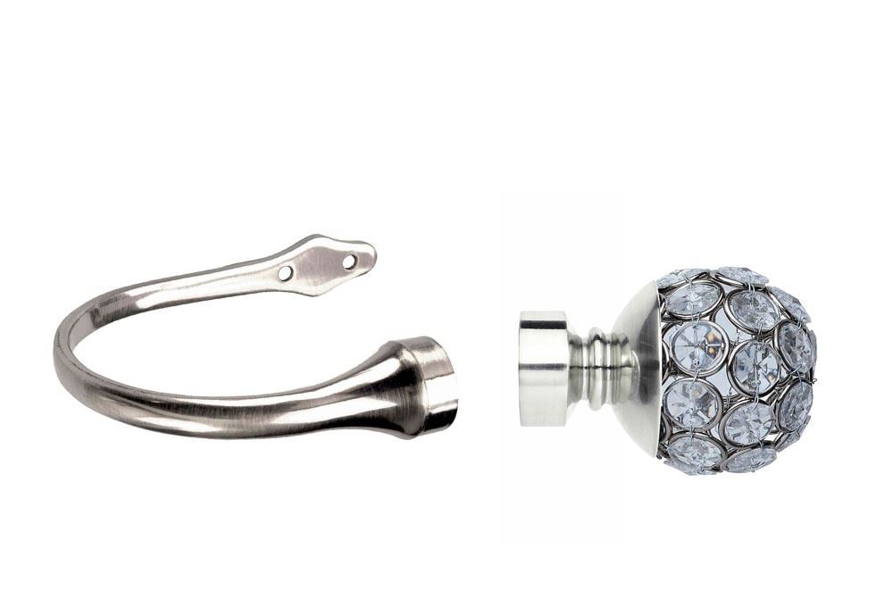 Jewelled Ball Hold Backs Stainless Steel Curtain Pole Store