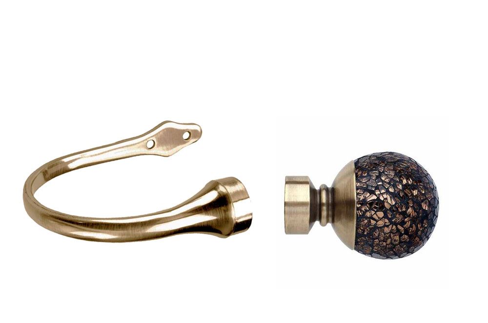 Mosaic Hold Backs Spun Brass Curtain Pole Store