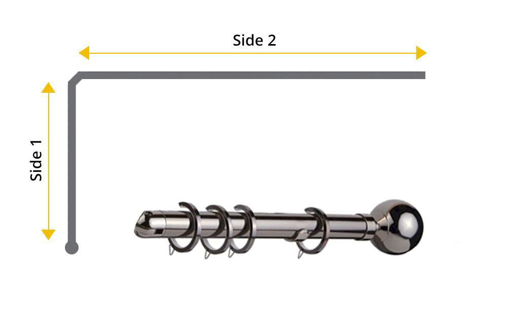 Sdy 28mm Sphere L Shaped Bay Window Curtain Pole Polished Graphite Sdy 28mm Sphere L Shaped Bay Window Curtain Pole Polished Graphite Undefined