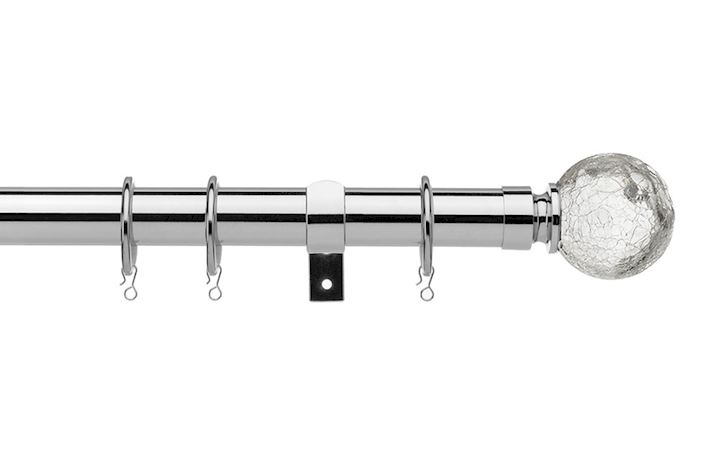 Universal 16-19mm Cracked Glass Chrome Extendable Curtain Pole