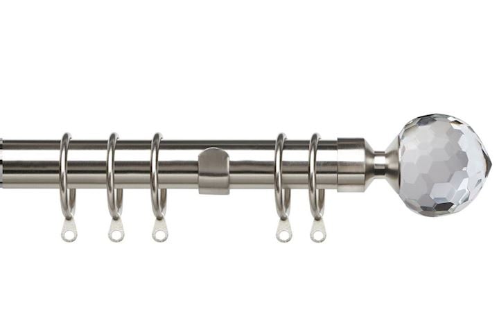 Speedy Pristine 25-28mm Crystal Extendable Curtain Pole Satin Silver