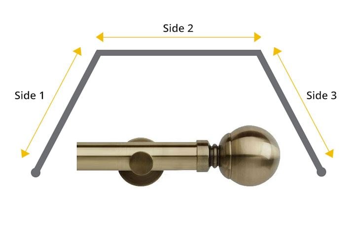 Rolls Neo 35mm Ball 3 Sided Bay Window Eyelet Pole Spun Brass