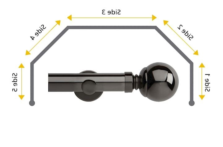 Rolls 28mm Neo Ball 5 Sided Bay Window Curtain Pole Black Nickel