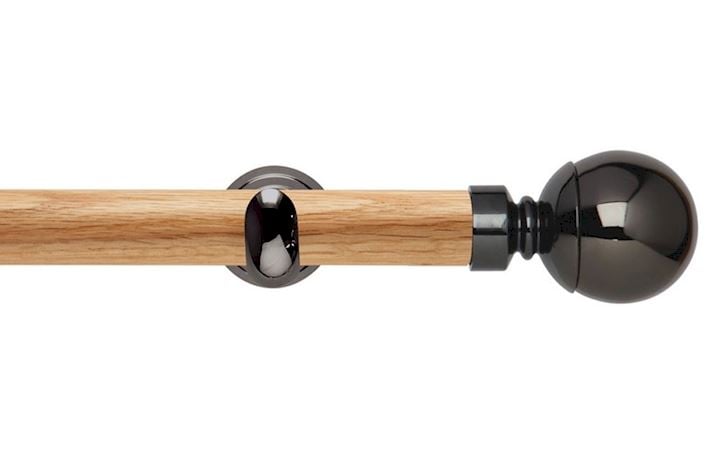 Rolls 28mm Neo Oak Ball Black Nickel Wooden Eyelet Pole