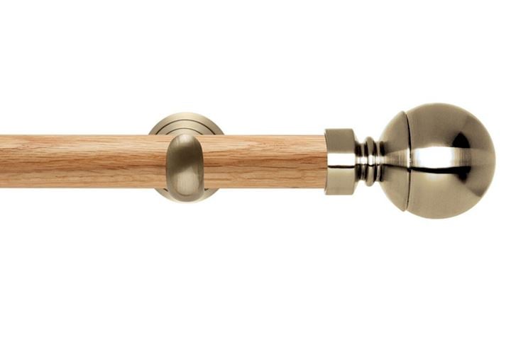 Rolls 28mm Neo Oak Ball Spun Brass Wooden Eyelet Pole