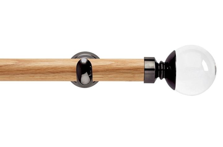 Rolls 28mm Neo Oak Clear Ball Black Nickel Wooden Eyelet Pole