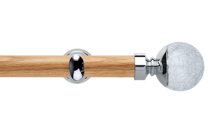 Rolls 28mm Neo Oak Crackled Glass Chrome Wooden Eyelet Pole