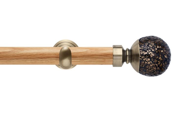 Rolls 28mm Neo Oak Mosaic Ball Spun Brass Nickel Wooden Eyelet Pole