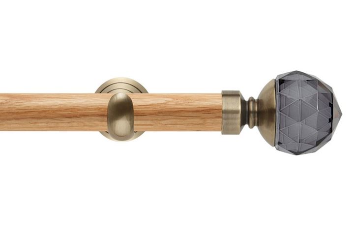 Rolls 28mm Neo Oak Smoke Grey Faceted Ball Spun Brass Wooden Eyelet Pole