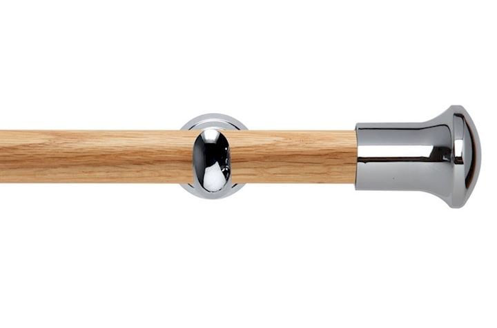 Rolls 28mm Neo Oak Trumpet Chrome Wooden Eyelet Pole