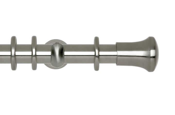 Rolls 28mm Neo Trumpet Metal Curtain Pole Stainless Steel