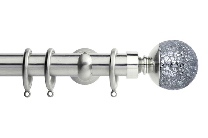 Rolls 28mm Neo Mosaic Ball Metal Curtain Pole Stainless Steel
