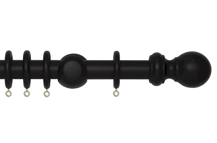 Rolls 28mm Woodline Wooden Curtain Pole Black