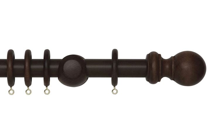 Rolls 28mm Woodline Wooden Curtain Pole Dark Oak