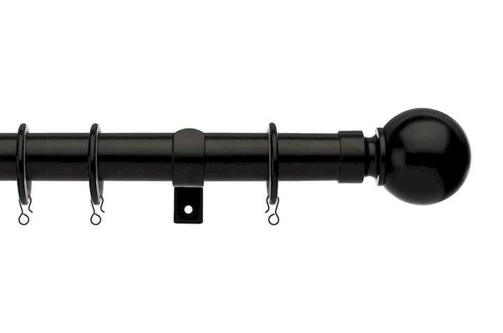 Universal 28mm Ball Black Metal Curtain Pole