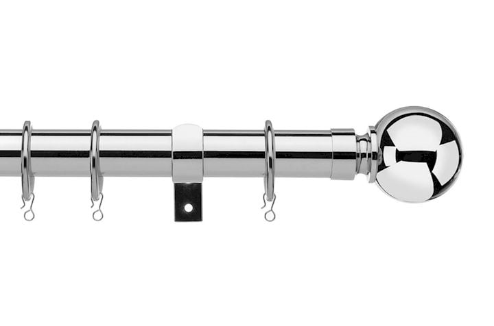 Universal 28mm Ball Chrome Metal Curtain Pole