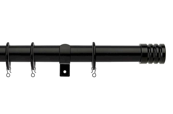 Universal 25-28mm Barrel Black Extendable Curtain Pole