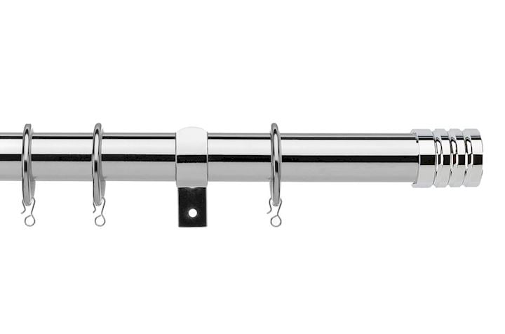 Universal 25-28mm Barrel Chrome Extendable Curtain Pole