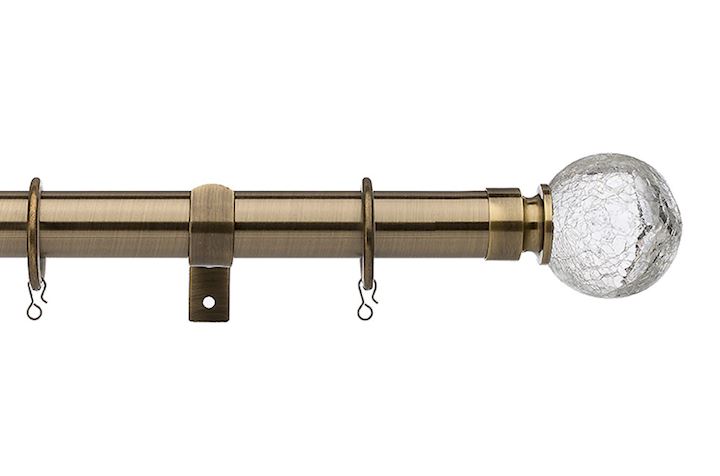 Universal 28mm Cracked Glass Antique Brass Metal Curtain Pole