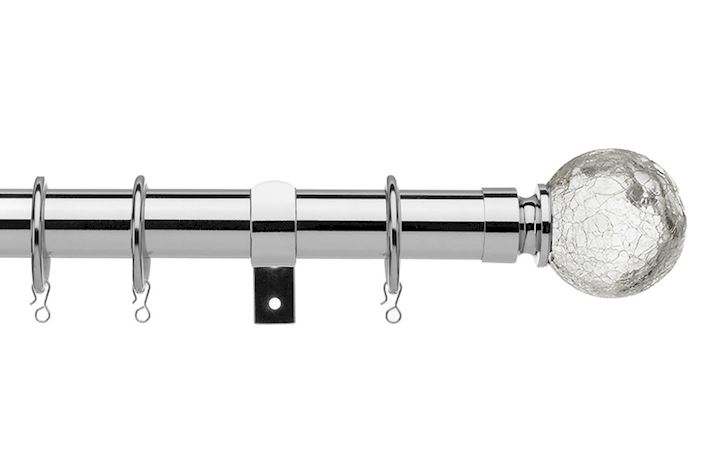 Universal 25-28mm Cracked Glass Chrome Extendable Curtain Pole