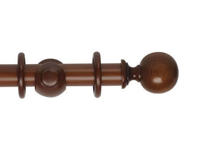 Hallis 35mm Museum Plain Ball Wooden Curtain Pole Antique Pine