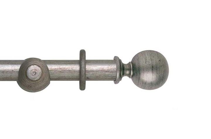 Rolls 35mm Museum Plain Ball Wooden Curtain Pole Antique Silver