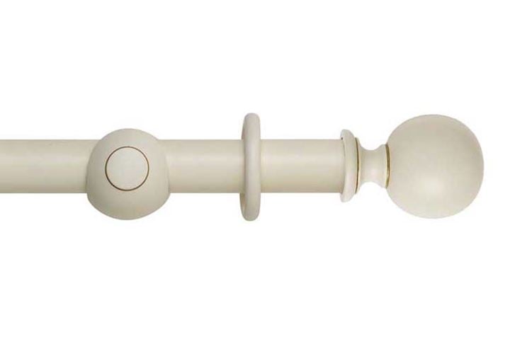 Rolls 35mm Museum Plain Ball Wooden Curtain Pole Antique White 