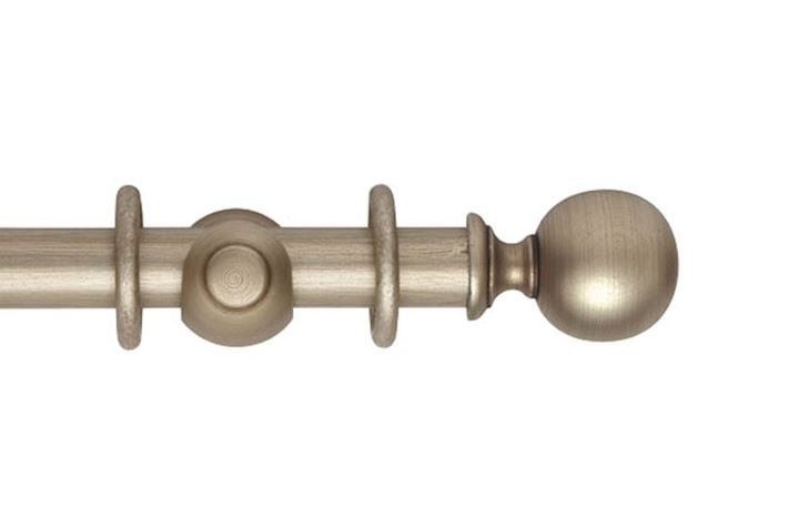 Rolls 35mm Museum Plain Ball Wooden Curtain Pole Satin Oyster