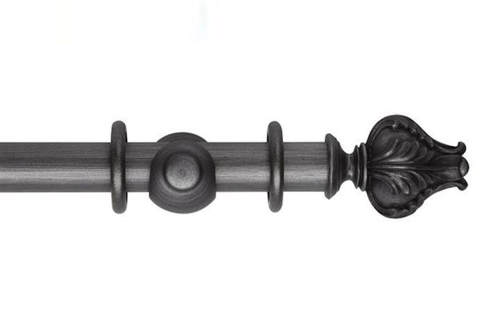 Rolls 35mm Museum Vienna Wooden Curtain Pole Satin Pewter