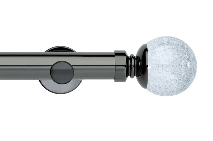 Rolls 35mm Neo Crackled Glass Metal Eyelet Pole Black Nickel