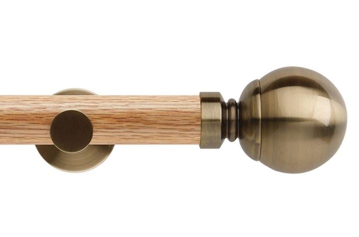 Rolls 35mm Neo Oak Ball Spun Brass Wooden Eyelet Pole
