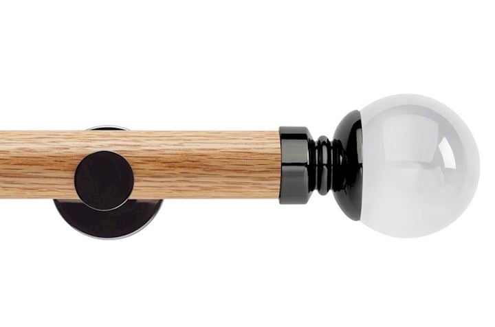 Rolls 35mm Neo Oak Clear Ball Black Nickel Wooden Eyelet Pole