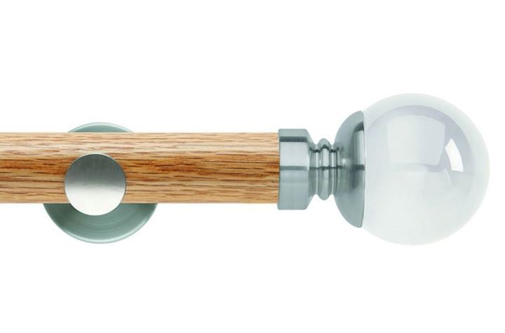 Rolls 35mm Neo Oak Clear Ball Stainless Steel Wooden Eyelet Pole