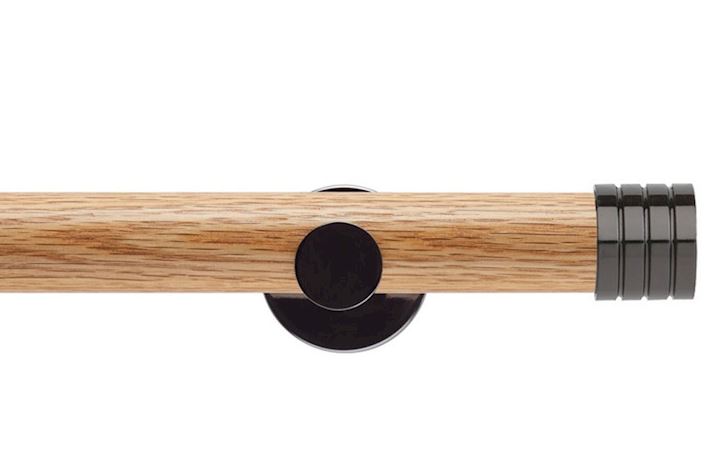 Rolls 35mm Neo Oak Stud Black Nickel Wooden Eyelet Pole