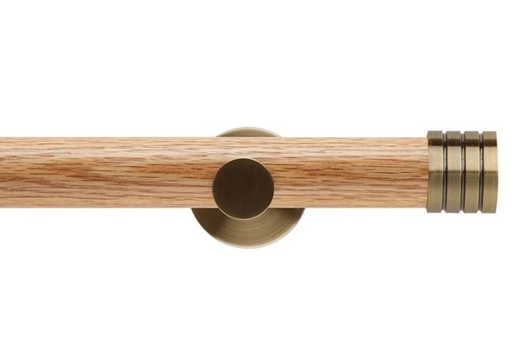 Rolls 35mm Neo Oak Stud Spun Brass Wooden Eyelet Pole